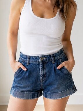 Banana Republic Dark Wash Cuffed Stretch Denim Shorts 10 34
